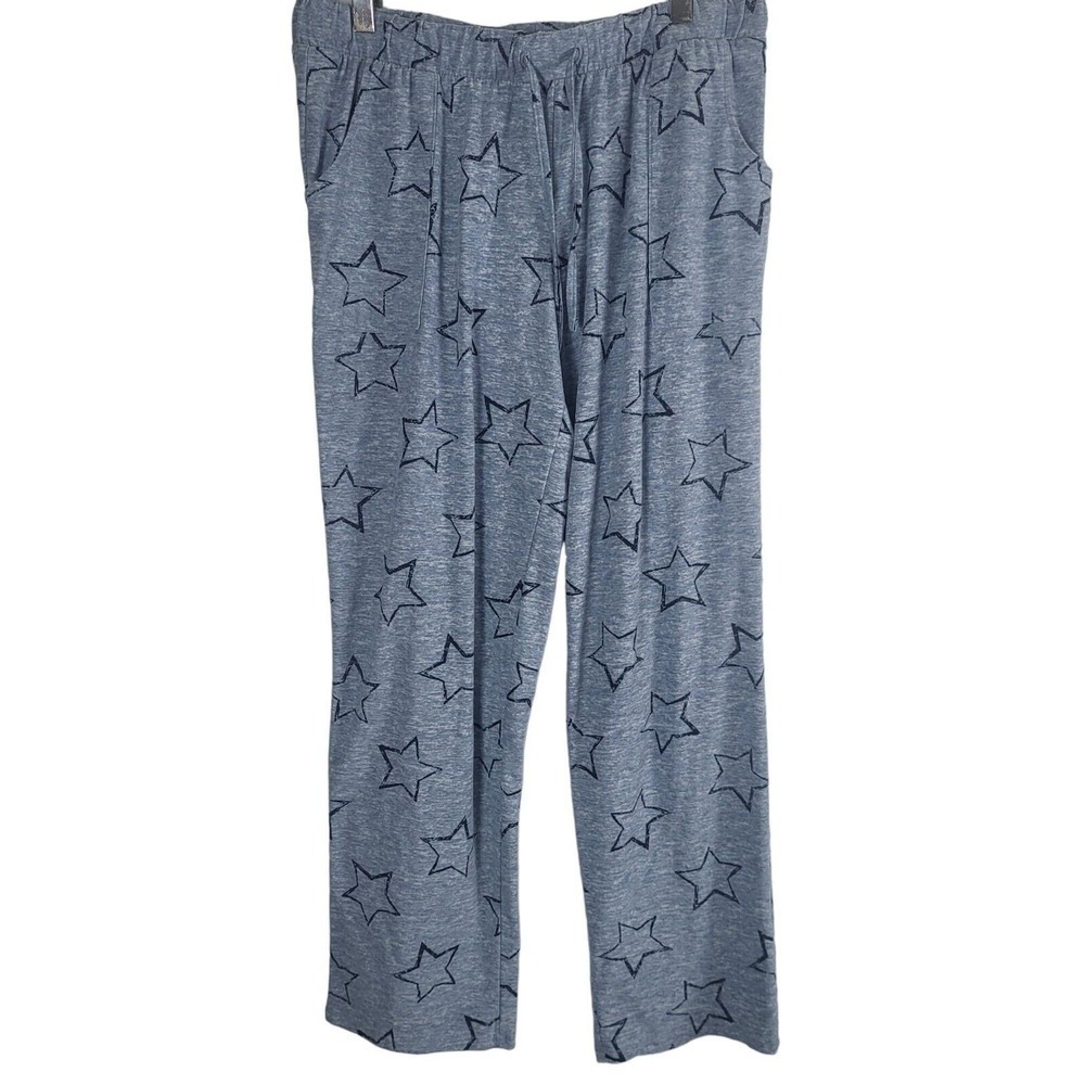 Lucky Brand Pajama Pants M Womens Blue Star Print Pockets Straight Leg Sleepwear